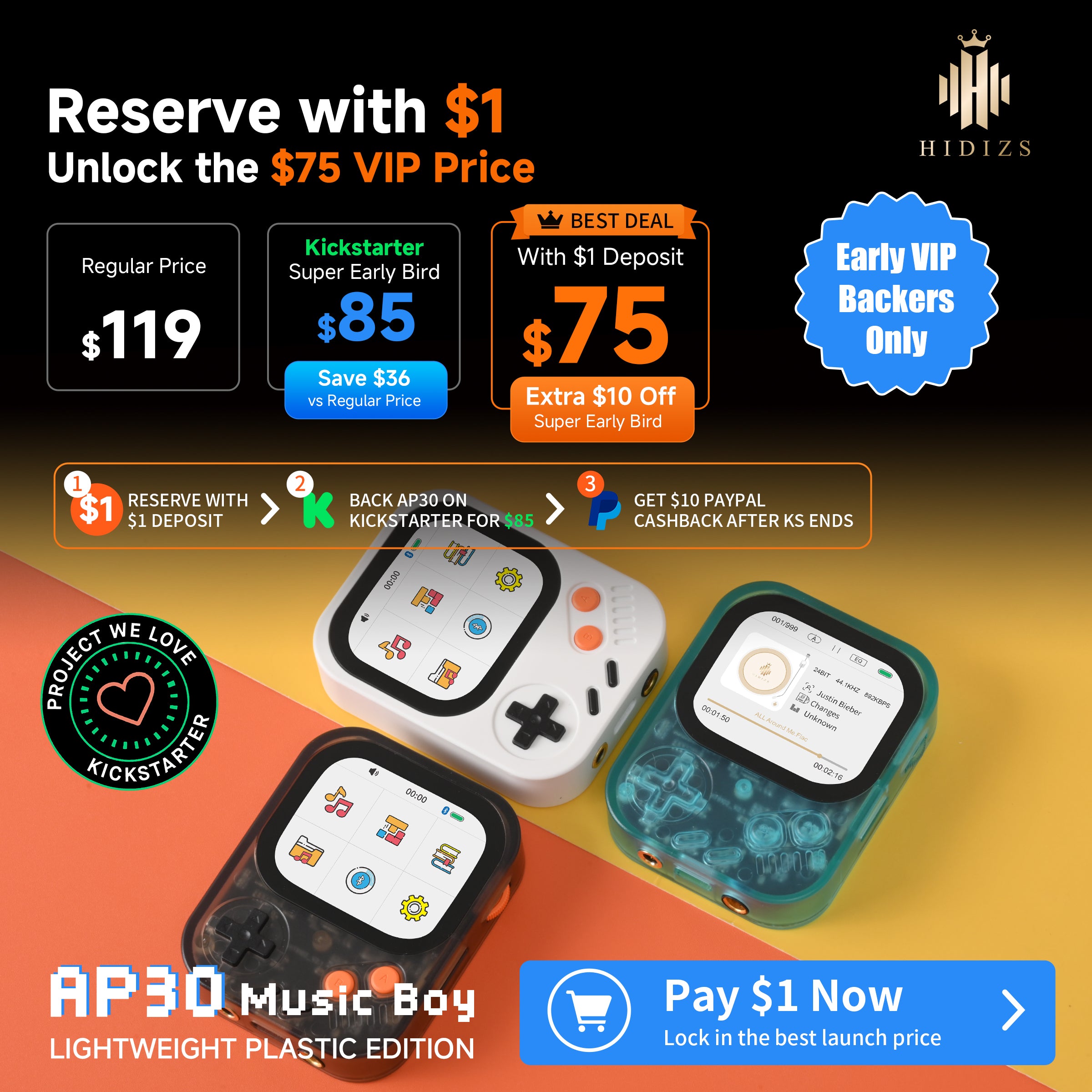 HIDIZS AP30 Music Boy — VIP Early Access ($1 Deposit)