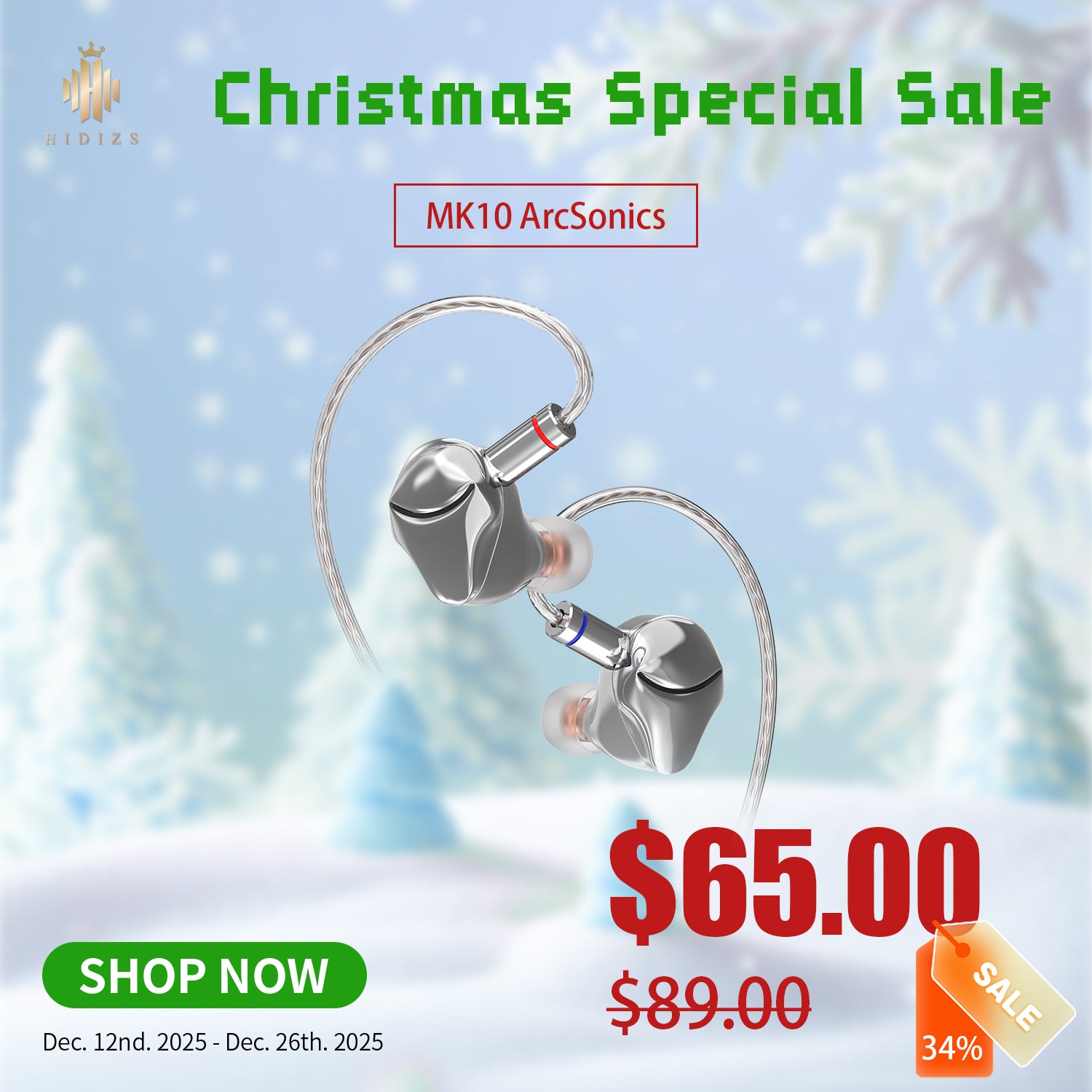 HIDIZS MK10 ArcSonics 10mm SCC Dynamic Driver HiFi IEMs