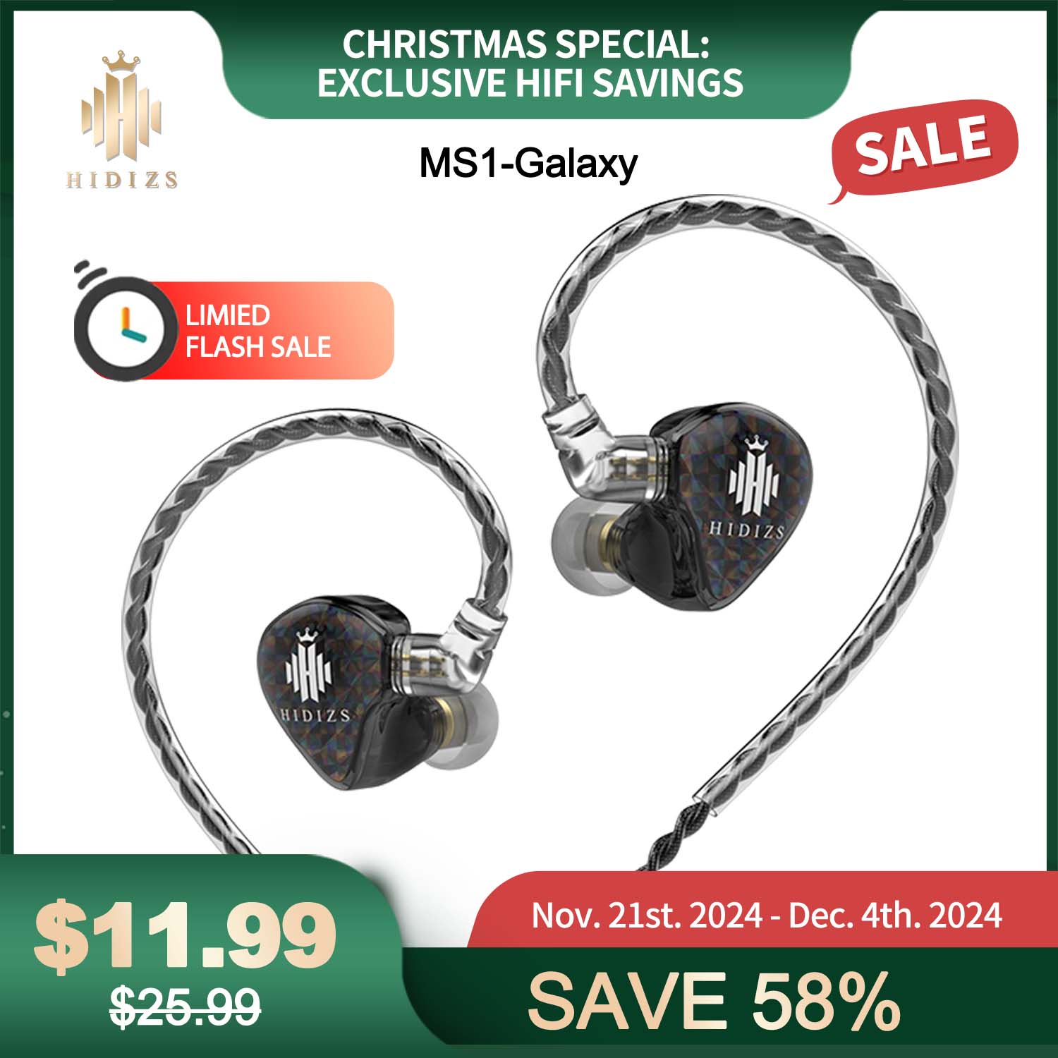 HIDIZS MS1-Galaxy High-Performance Dual Magnetic Circuit Dynamic Driver In-ear Monitors